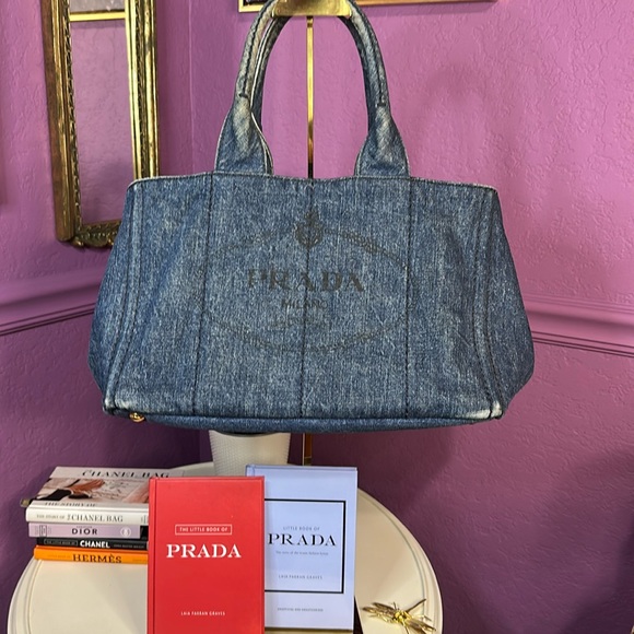 Prada Canapa Large Blue Denim Tote - Picture 3 of 17